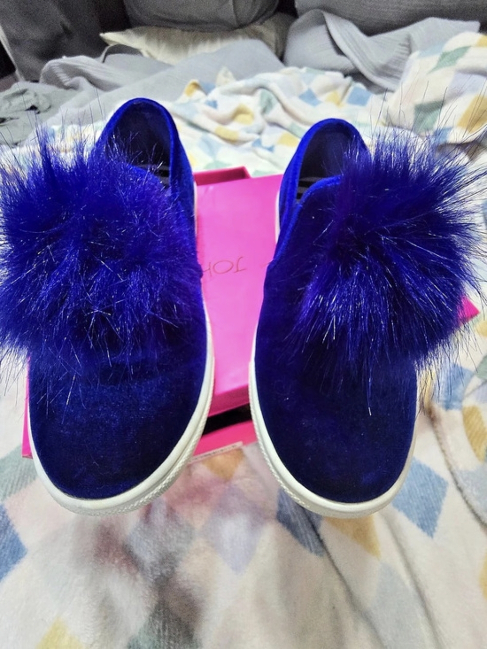 Betsey Johnson Velvet Furry Sneakers in Blue US 7.5 Like New